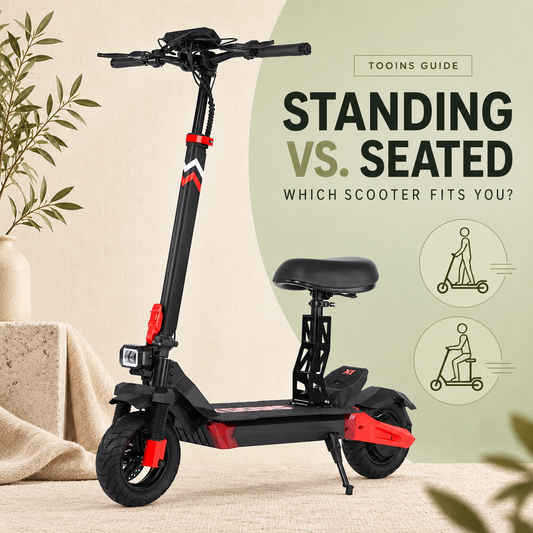 Standing vs. Seated Electric Scooters: Which Is Right for You? — TOOINS illustrated guide cover