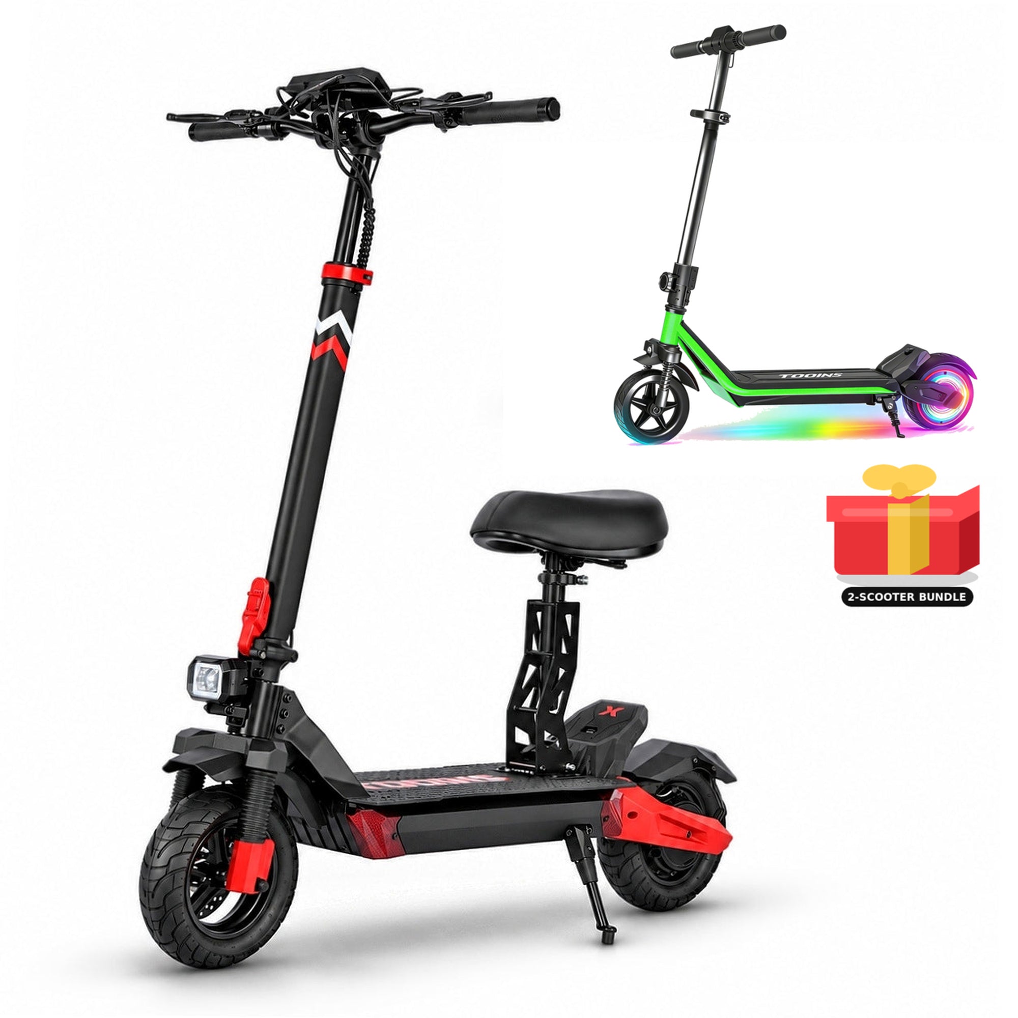 TOOINS X1 and green S1 150W light-up wheels family bundle