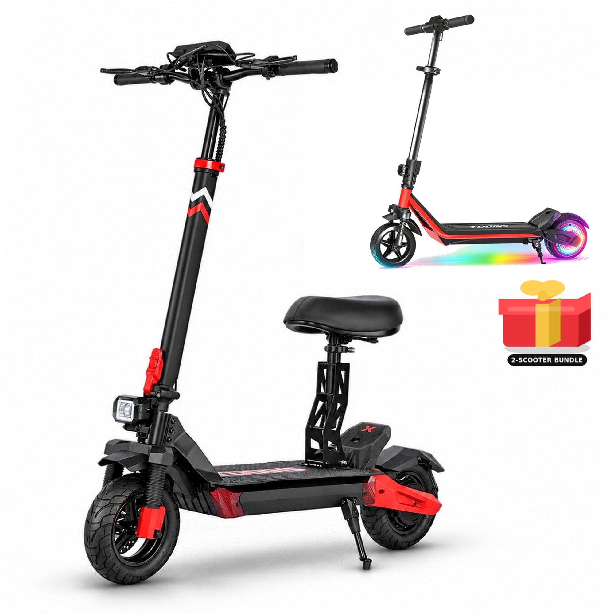 TOOINS X1 and red S1 150W light-up wheels family bundle